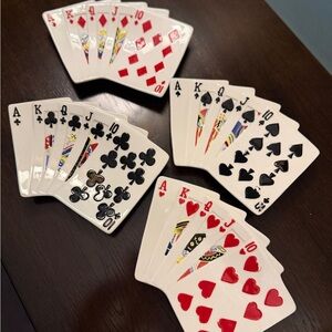 Fitz and Floyd Playing Card Ceramic Plates - Red, Black, White